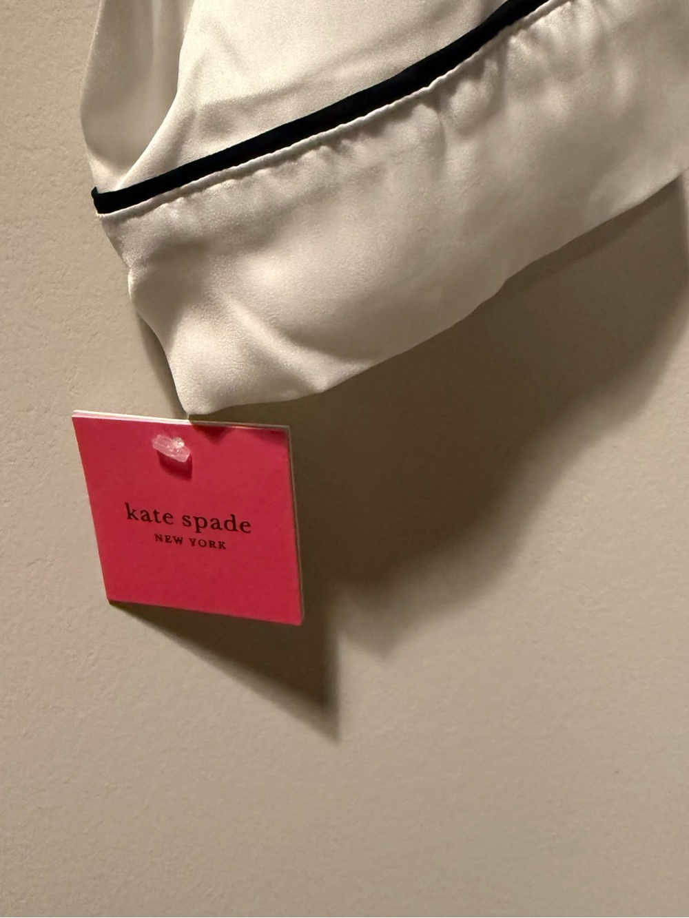 kate spade White Satin Short Robe with Black Trim and "Mrs." Embroidery - Picture 7 of 9